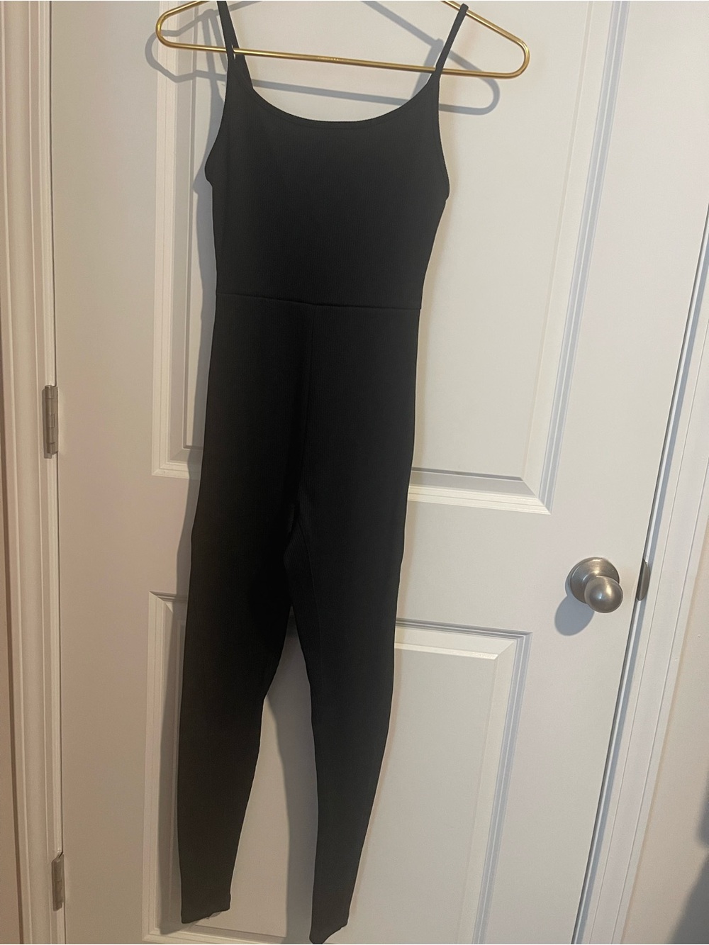 Black Girls Sleeveless Jumpsuit S Ribbed Spaghetti Straps